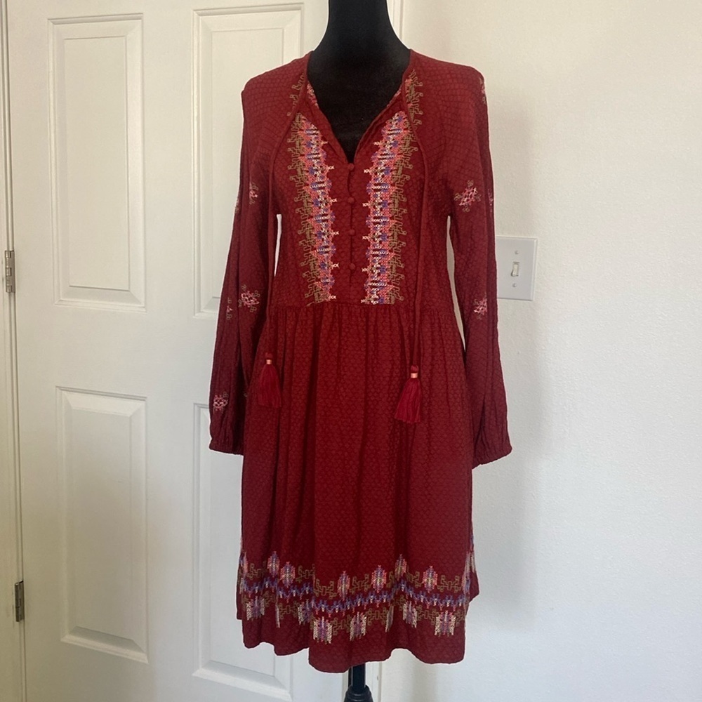 Knox Rose Women's Balloon Long Sleeve Embroidered Dress.